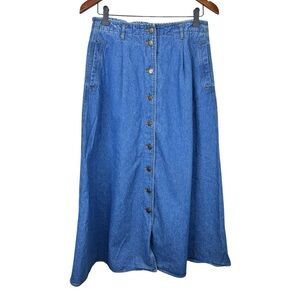 Vintage Northern Spirit Wear Button Front Denim Maxi Skirt 100% Cotton